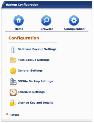 Main Settings Page