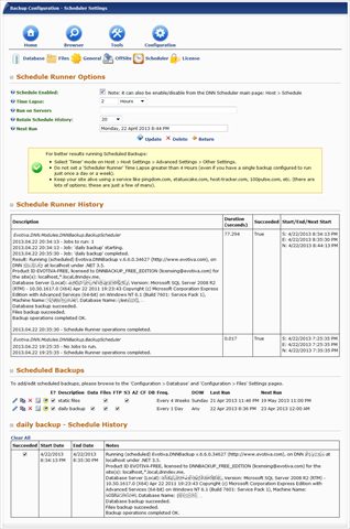 Schedule activity logs