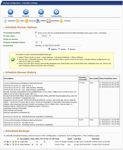 Scheduler Configuration