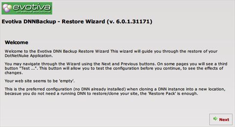 Restore Wizard (DNN isn't running)
