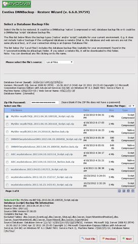 Restore Wizard - Database Restore - Select File