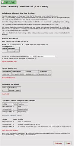 Database Restore - Updating Portal Data