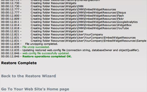Files restore completed