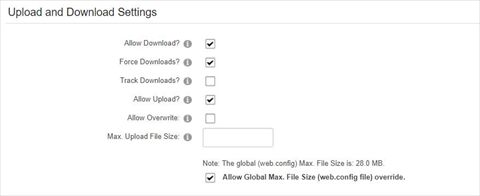 settings - upload and download