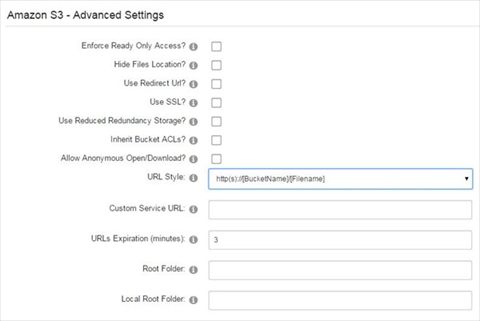 Amazon S3 - Advanced Settings