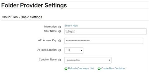 CloudFiles - Basic Settings