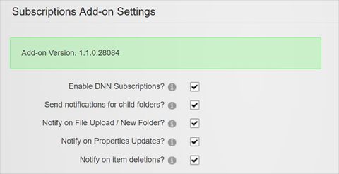 Subscriptions Settings