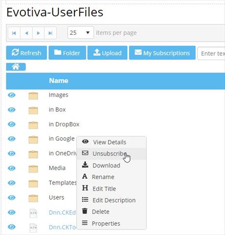 Unsubscribe from file or folder