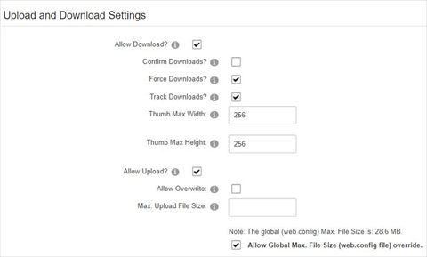 Upload and Download Settings